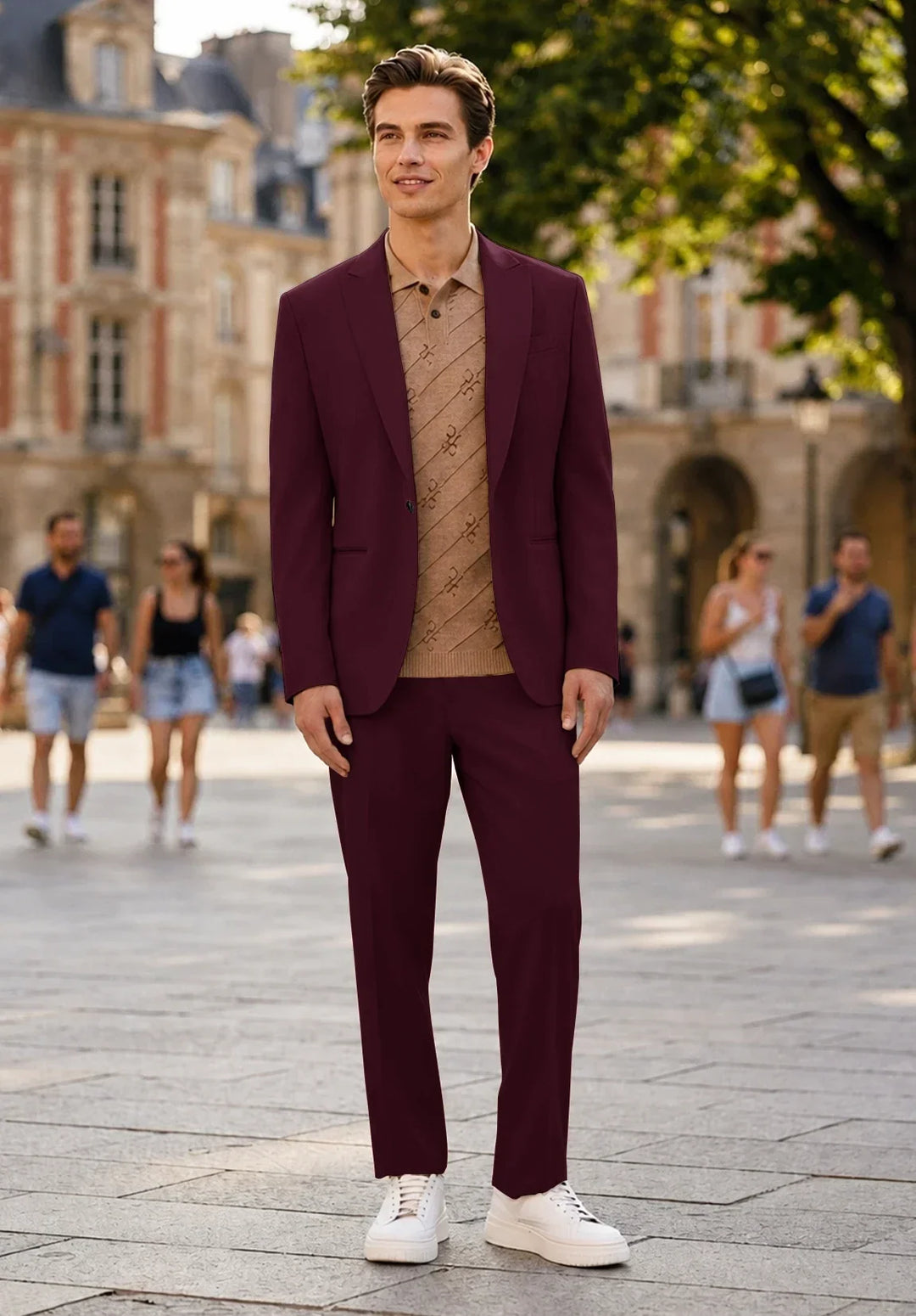Herren-Zweiteiler mit modernem Schnitt, Ein-Knopf-Sakko und Slim-Fit-Hose