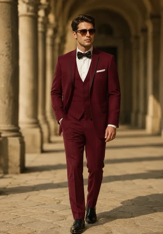 Costume 3 pièces en tissu premium coupe régulière pour homme pour mariage