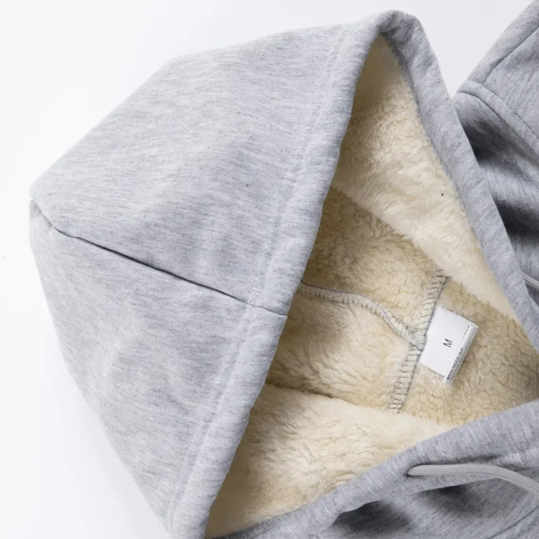 Giacca in pile da uomo foderata in sherpa con cappuccio antivento