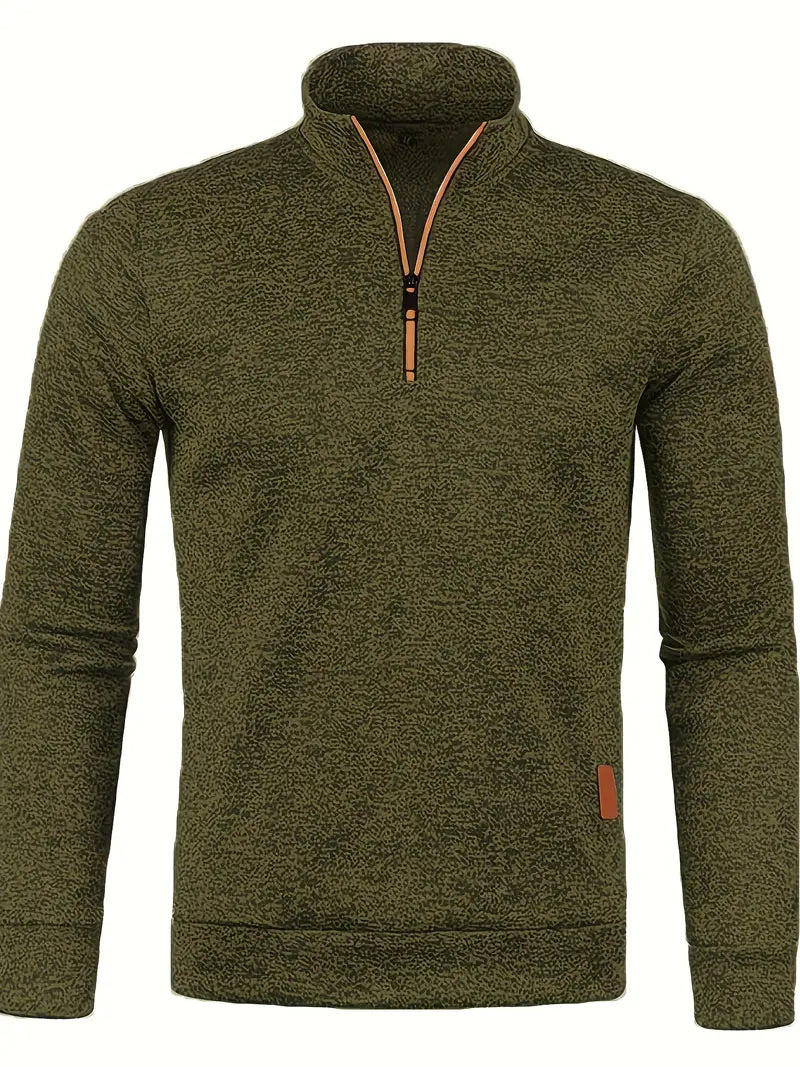 Maglione da uomo in pile con mezza cerniera e collo alto