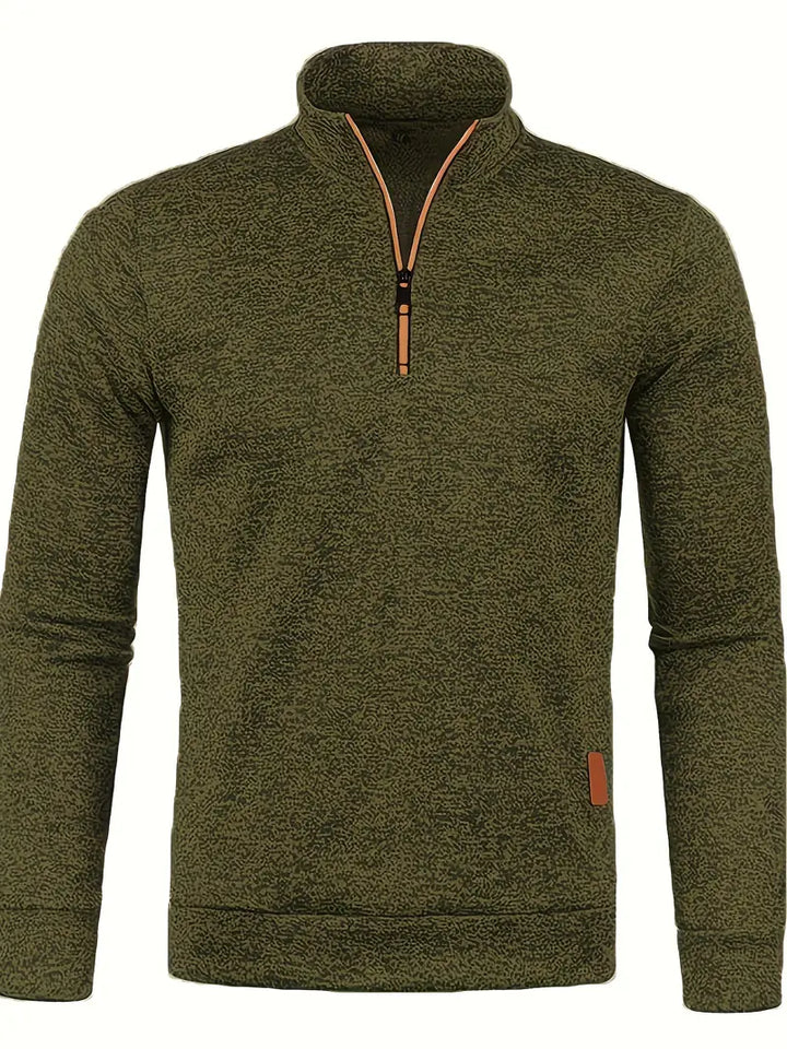 Maglione da uomo in pile con mezza cerniera e collo alto