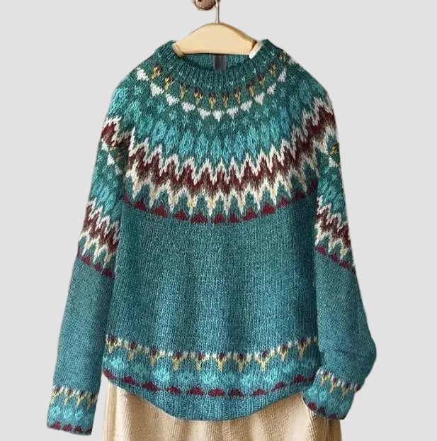 Pull Nordique Rétro en Mélange de Laine