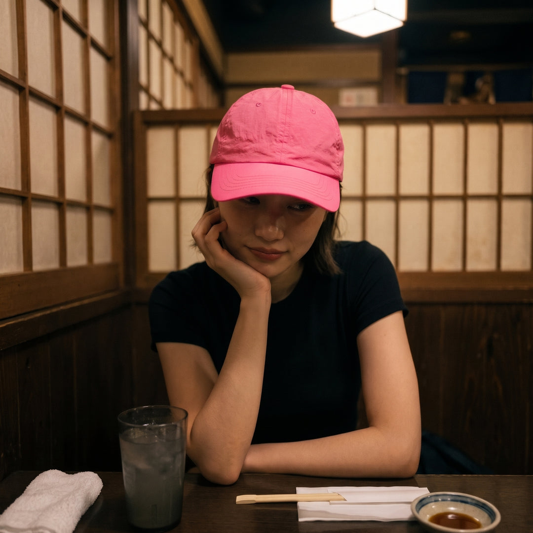 Women's Nylon Cap with Embroidered Logo and Adjustable Closure