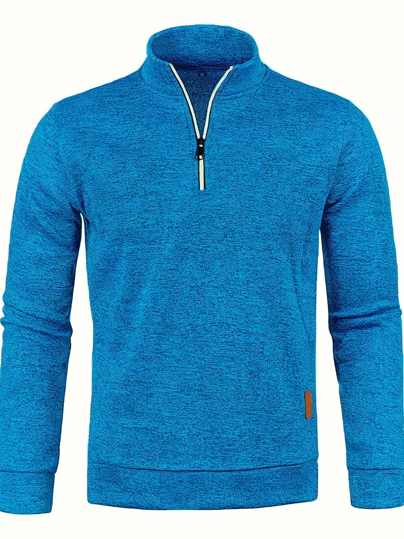 Maglione da uomo in pile con mezza cerniera e collo alto