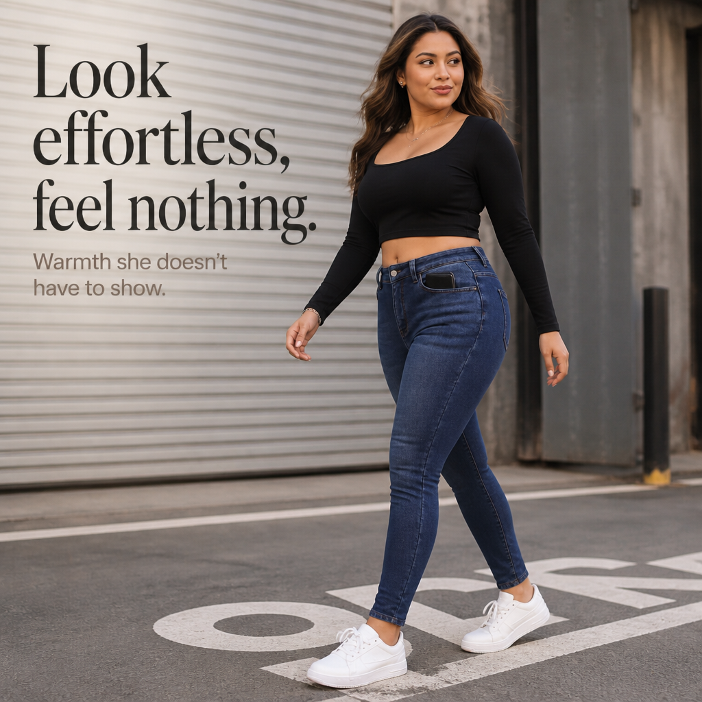 Jeans Femme Doublé Polaire Taille Haute Coupe Slim Extensible