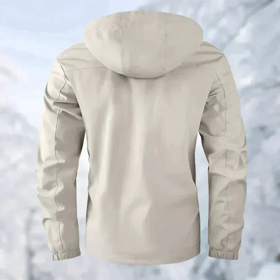 Parka impermeabile con cappuccio e tasche multiple da uomo