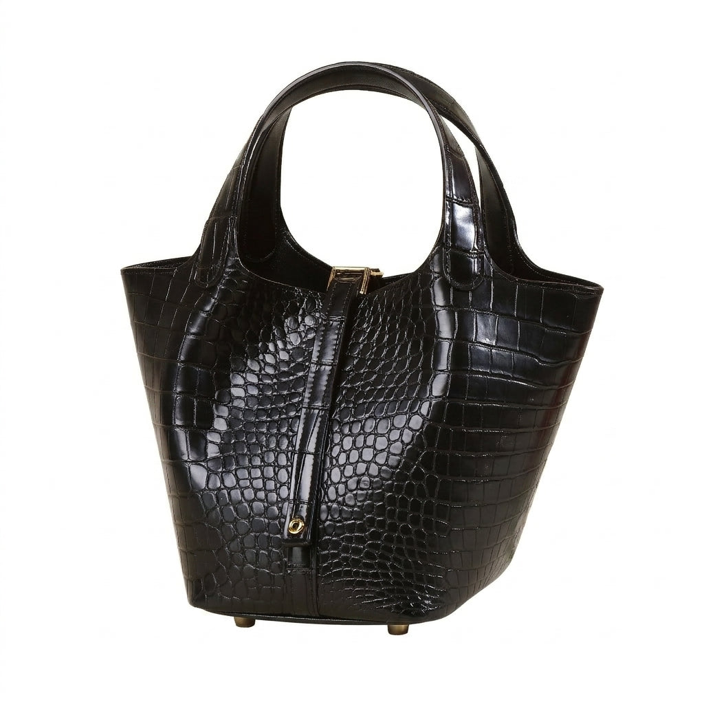 Sac Seau Femme en Cuir effet Croco avec Anses