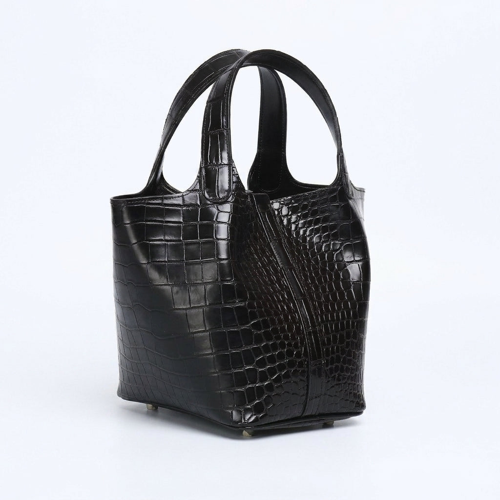 Sac Seau Femme en Cuir effet Croco avec Anses