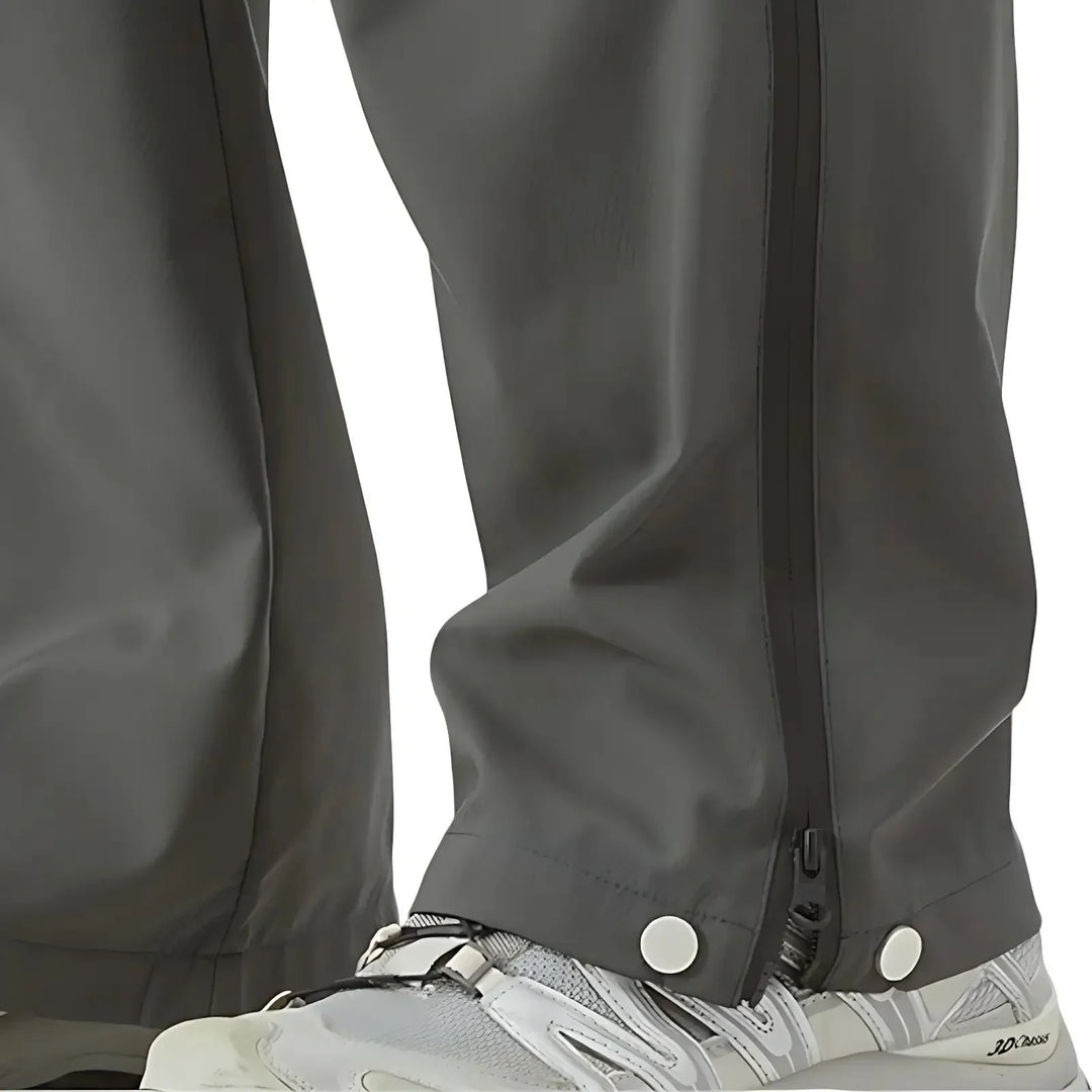 Men's Water-Repellent Windproof Rain Pants with Side Zippers