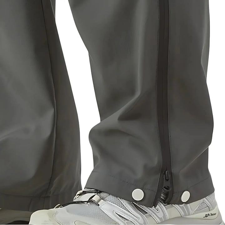 Men's Water-Repellent Windproof Rain Pants with Side Zippers