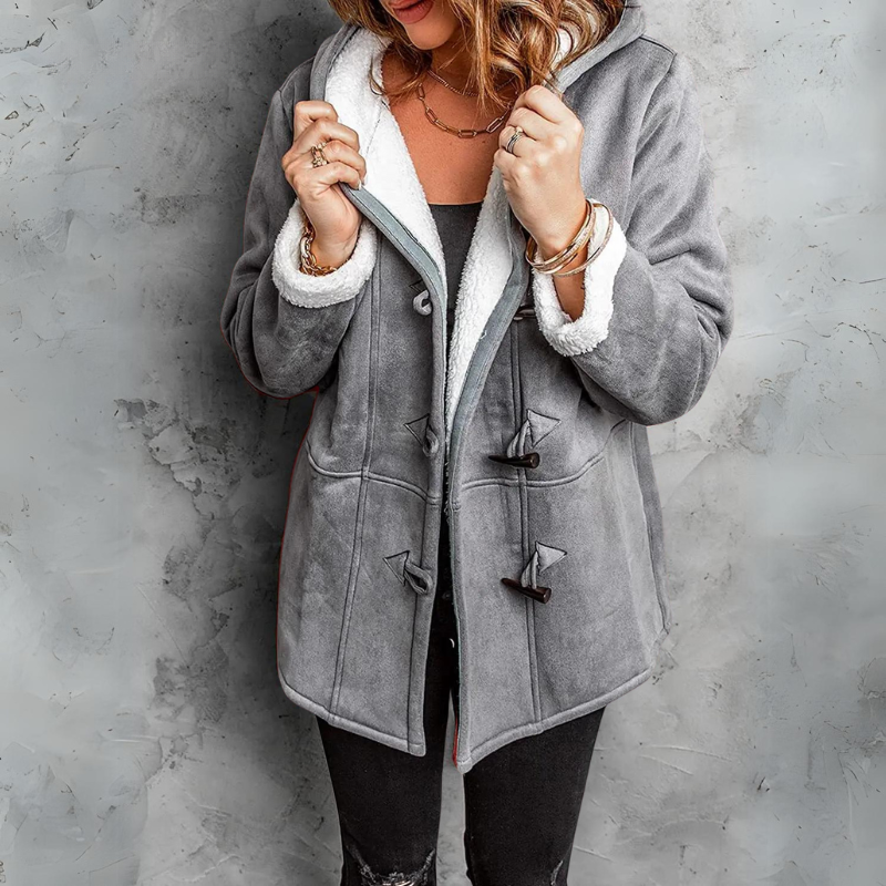 Women's sherpa-lined duffle coat with hood