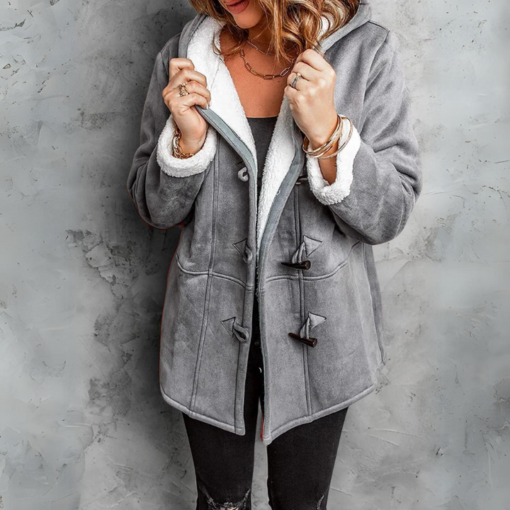 Women's sherpa-lined duffle coat with hood
