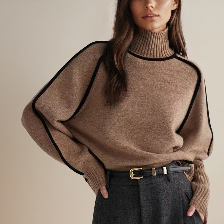 Damestrui met hoge kraag - casual model met contrasterende afwerking