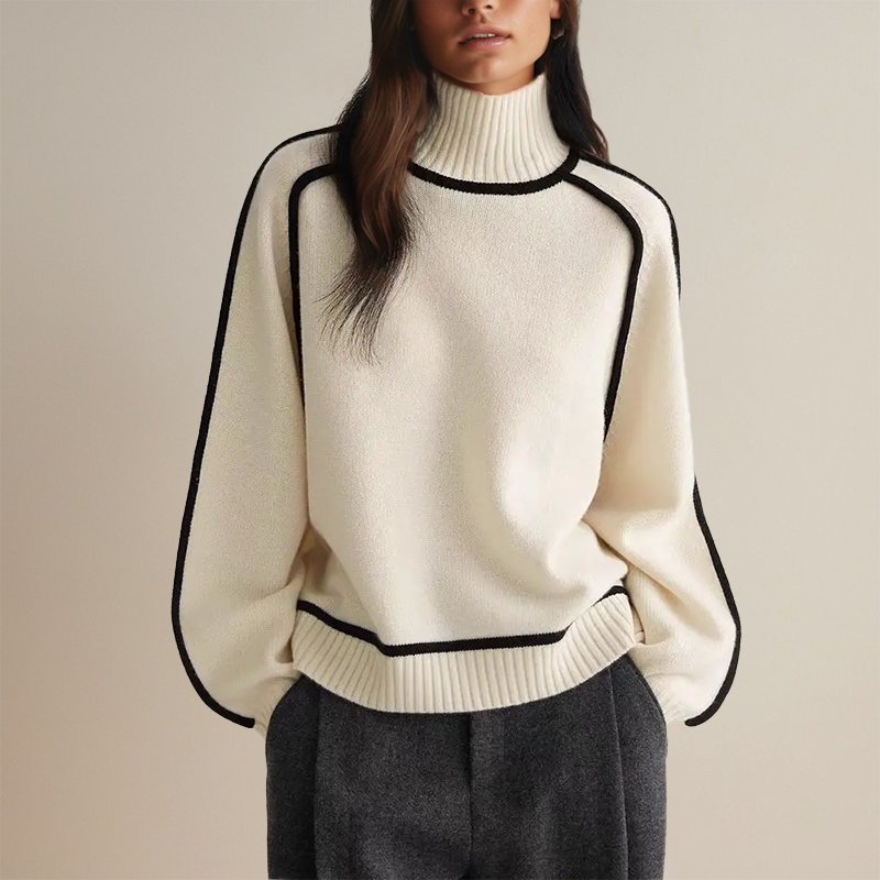 Damestrui met hoge kraag - casual model met contrasterende afwerking