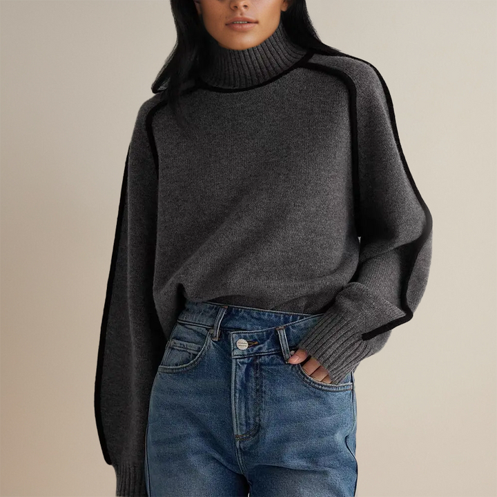 Damestrui met hoge kraag - casual model met contrasterende afwerking