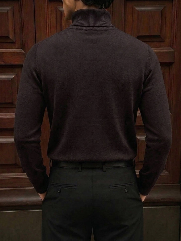 Pullover da uomo a collo alto reversibile in maglia tinta unita a maniche lunghe