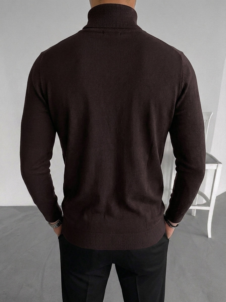 Pullover da uomo a collo alto reversibile in maglia tinta unita a maniche lunghe