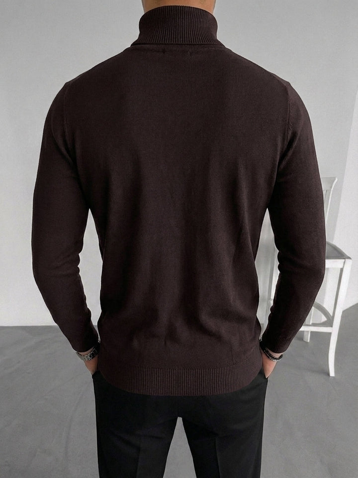 Pullover da uomo a collo alto reversibile in maglia tinta unita a maniche lunghe