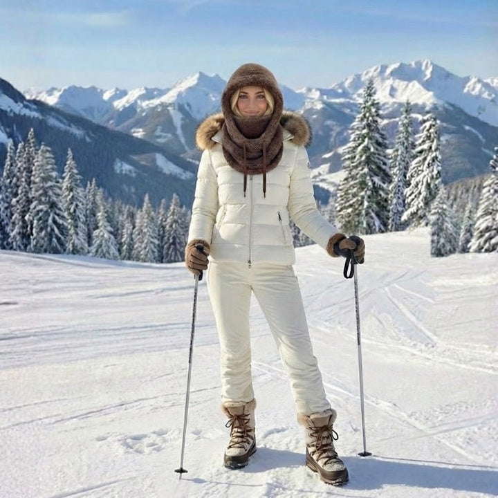 Passamontagna da donna in pile Sherpa con scaldacollo integrato
