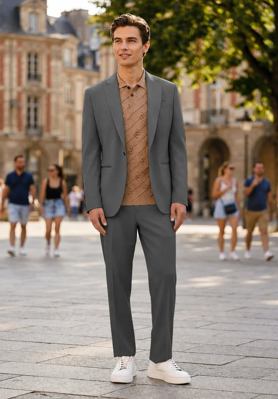 Herren-Zweiteiler mit modernem Schnitt, Ein-Knopf-Sakko und Slim-Fit-Hose