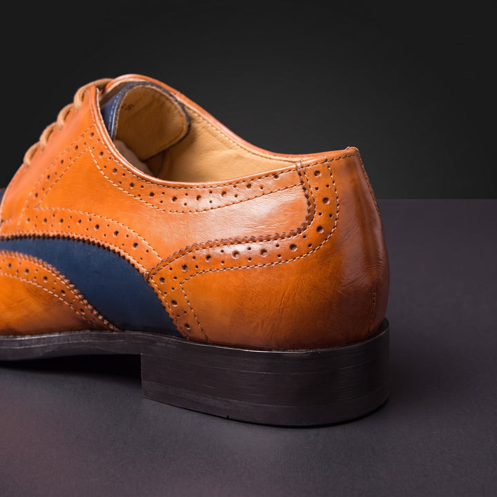 Chaussures Oxford Homme en Cuir Bicolore avec Détail Brogue