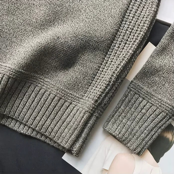 Pull en Maille à Col Rond et Coudes Renforcés pour Homme