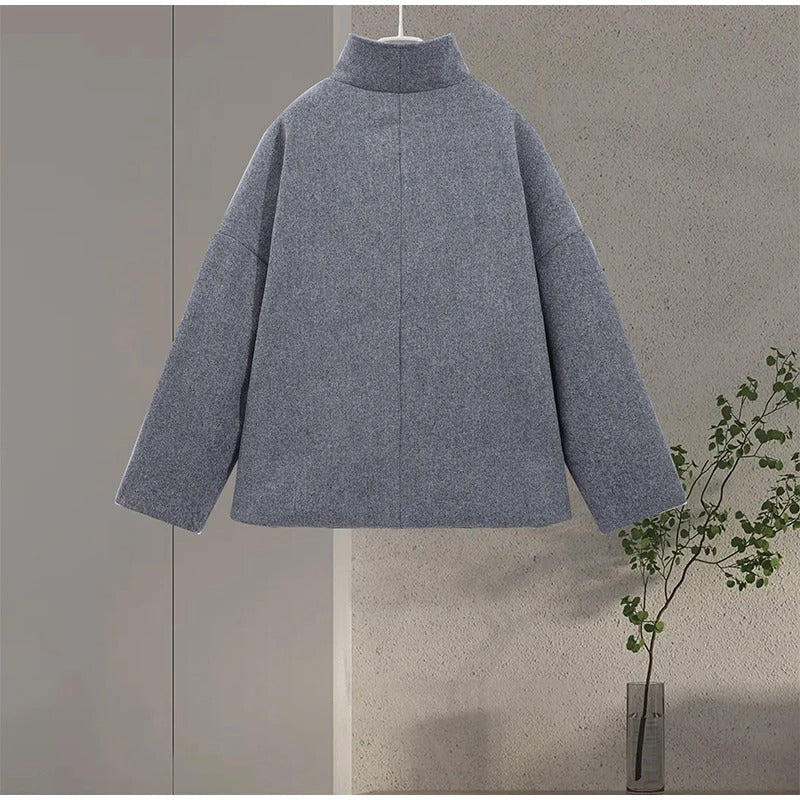 Manteau Femme en Mélange de Laine à Col Montant