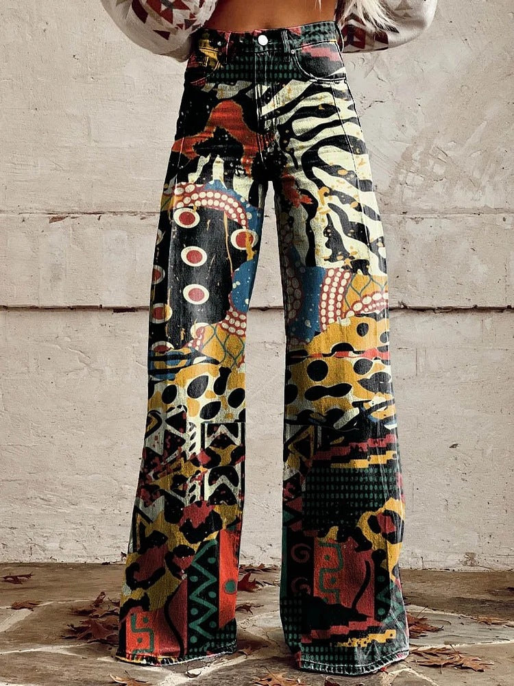 Pantalon Palazzo Femme – Taille Haute Jambe Large Imprimé Floral