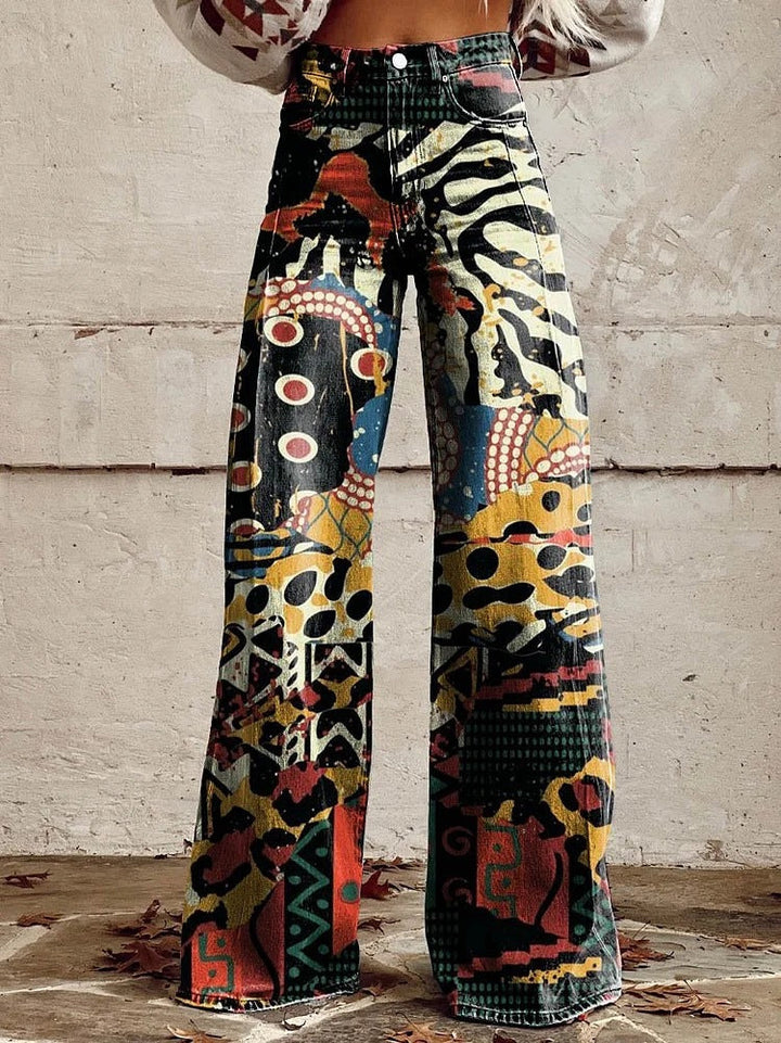 Pantalon Palazzo Femme – Taille Haute Jambe Large Imprimé Floral