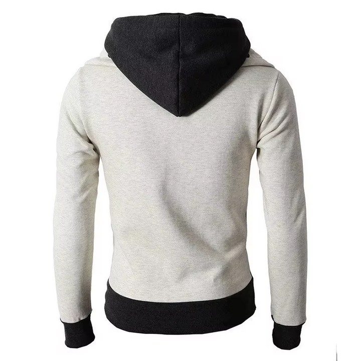 Felpa con cappuccio e zip, tasche sul petto e pannelli a contrasto da uomo