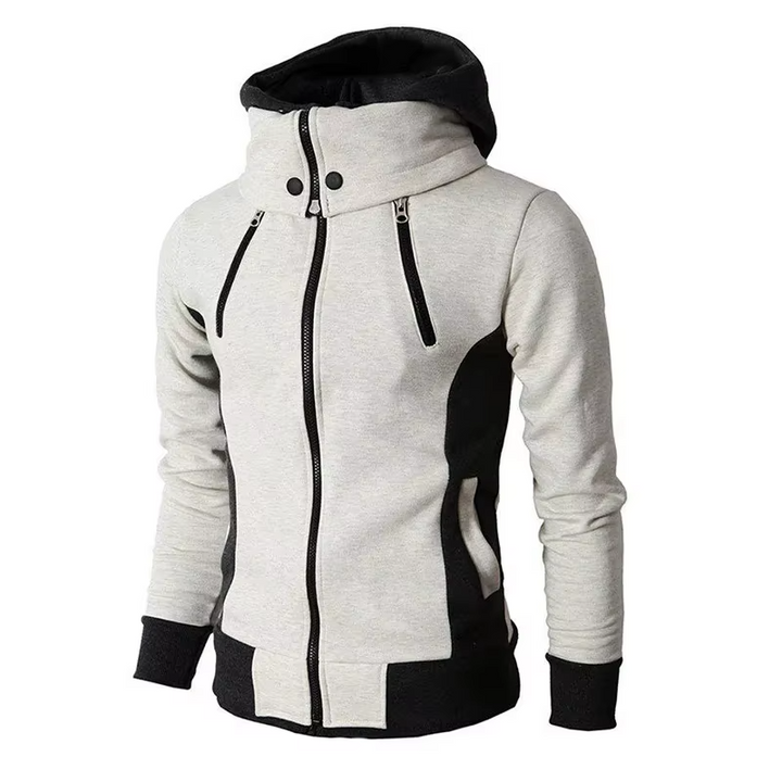 Felpa con cappuccio e zip, tasche sul petto e pannelli a contrasto da uomo