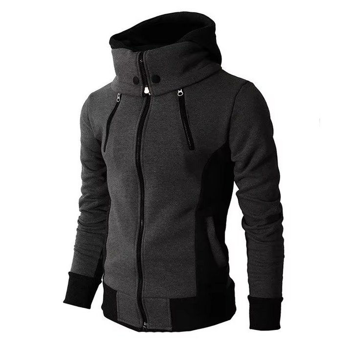 Felpa con cappuccio e zip, tasche sul petto e pannelli a contrasto da uomo