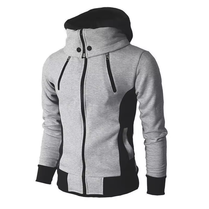 Felpa con cappuccio e zip, tasche sul petto e pannelli a contrasto da uomo