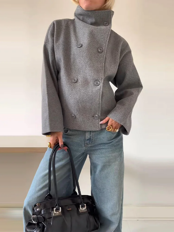 Manteau Femme en Mélange de Laine à Col Montant