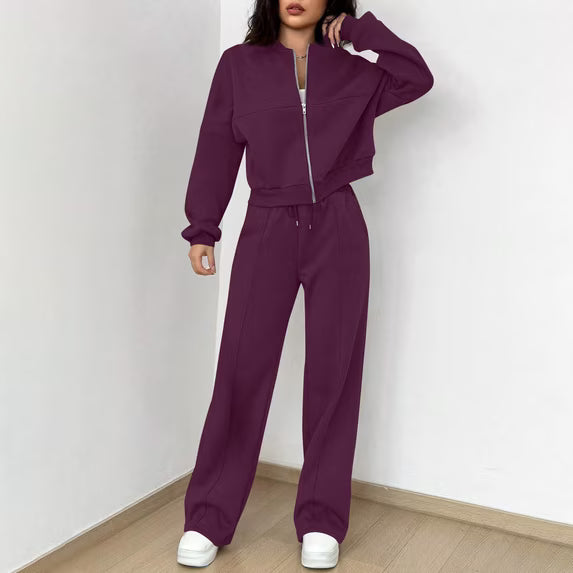 Ensemble Deux Pièces Femme – Sweat Zippé Oversize et Pantalon Large