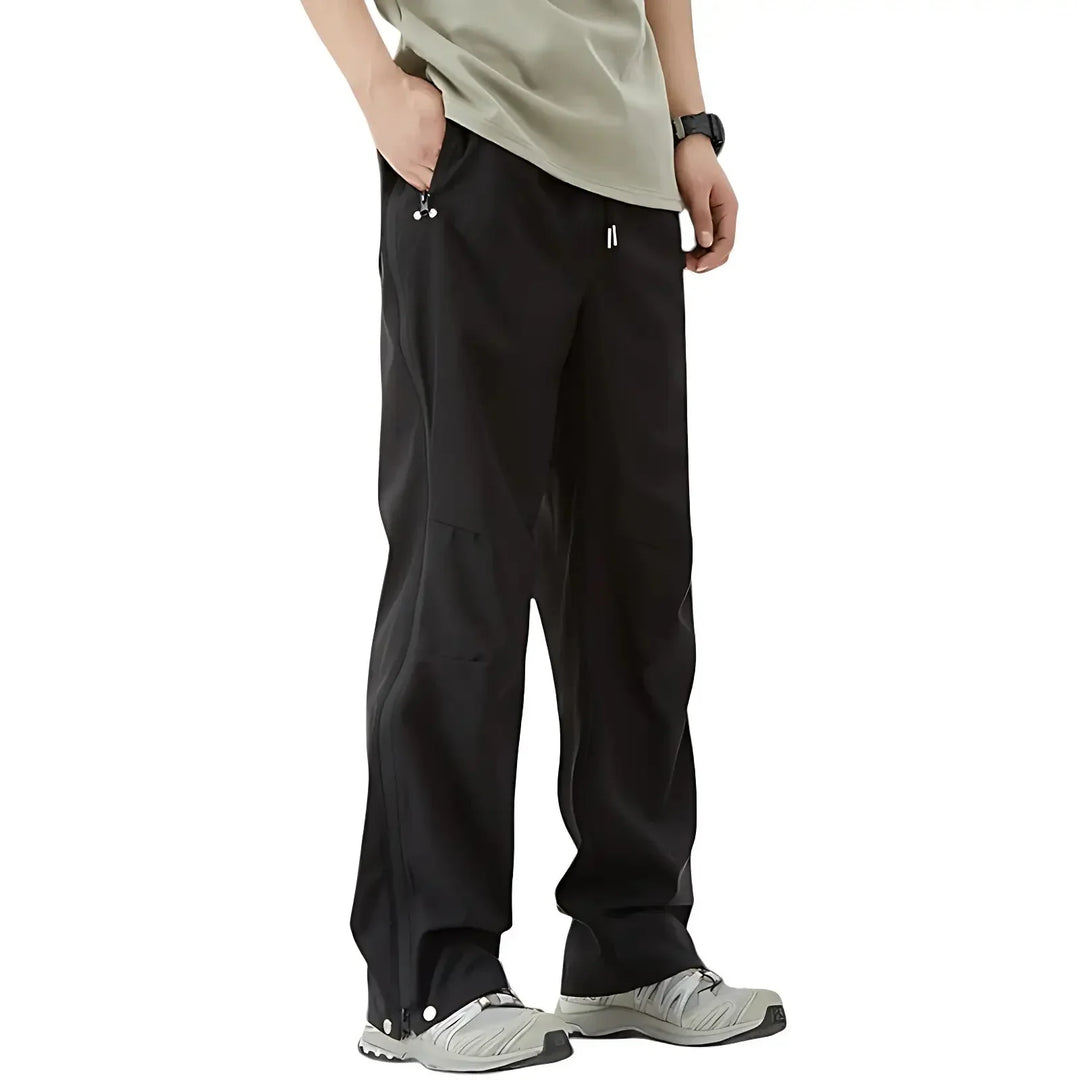 Men's Water-Repellent Windproof Rain Pants with Side Zippers