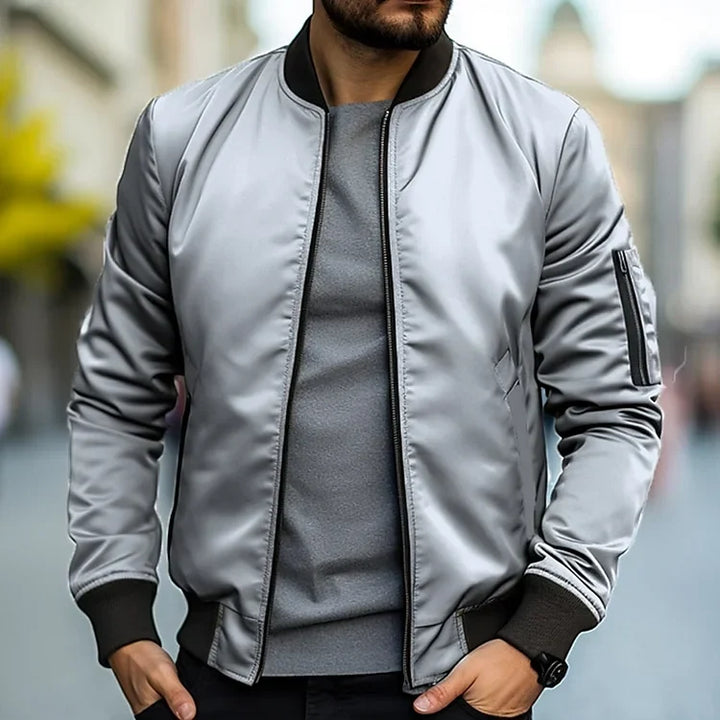 Blouson Bomber Zippé à Col Montant et Manches Raglan pour Homme