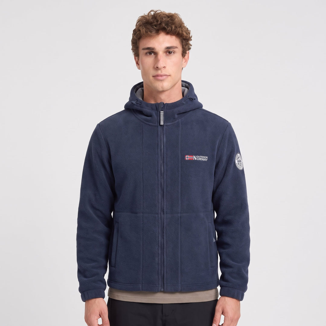 Polaire Homme Coupe-Vent à Capuche Poches Zippées