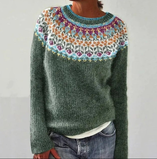 Pull Nordique Rétro en Mélange de Laine