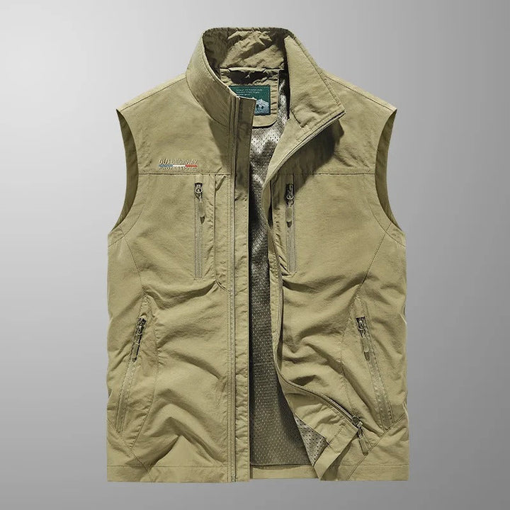 Gilet da esterno leggero con tasche multiple con cerniera da uomo