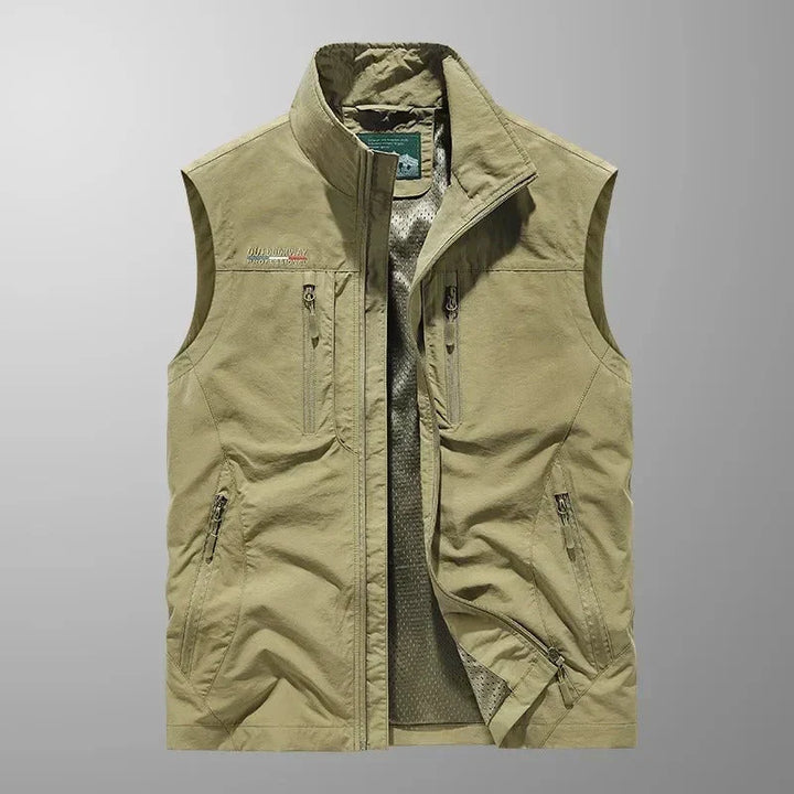 Gilet da esterno leggero con tasche multiple con cerniera da uomo