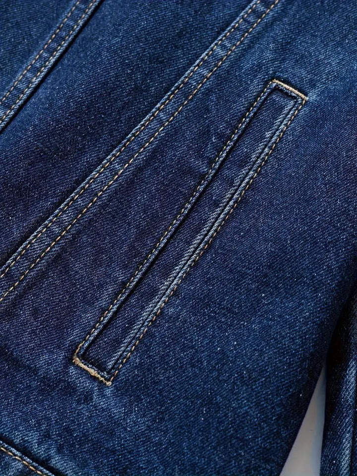 Veste en Jean à Col Chemise et Poches Poitrine pour Homme