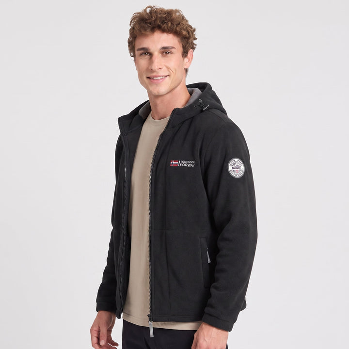 Polaire Homme Coupe-Vent à Capuche Poches Zippées