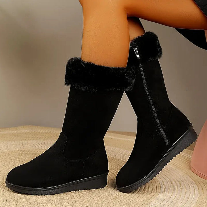 Bottes Femme Doublées Fausse Fourrure Avec Fermeture Latérale Zippée