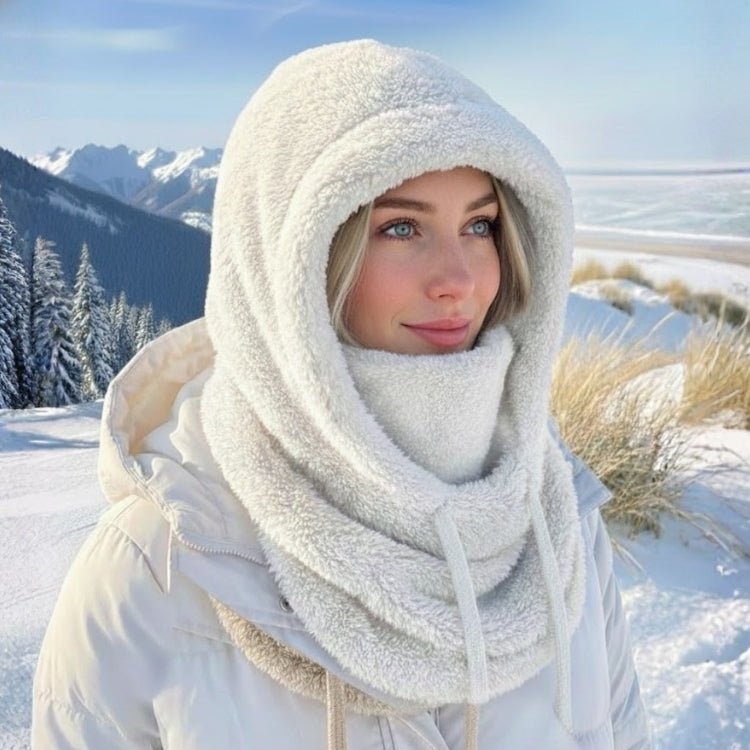 Passamontagna da donna in pile Sherpa con scaldacollo integrato