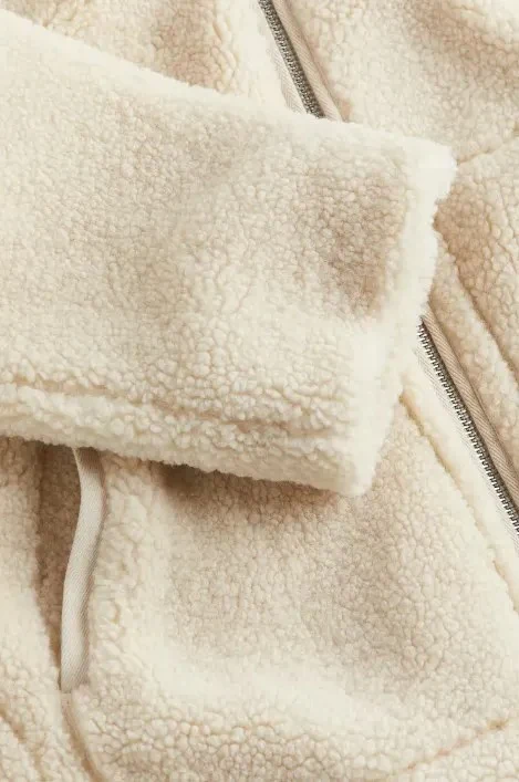 Women's Teddy Hooded Coat with Full Zip, Relaxed Fit and Pockets