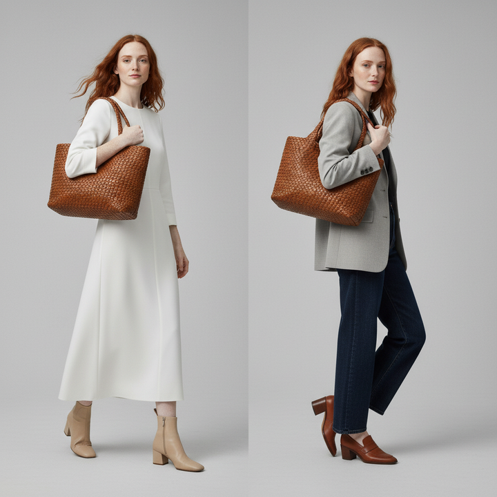 Sac Cabas Tressé Femme – Cuir Microfibre Souple