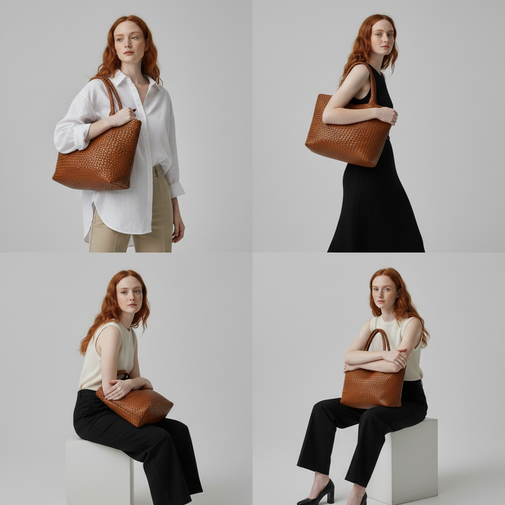 Sac Cabas Tressé Femme – Cuir Microfibre Souple