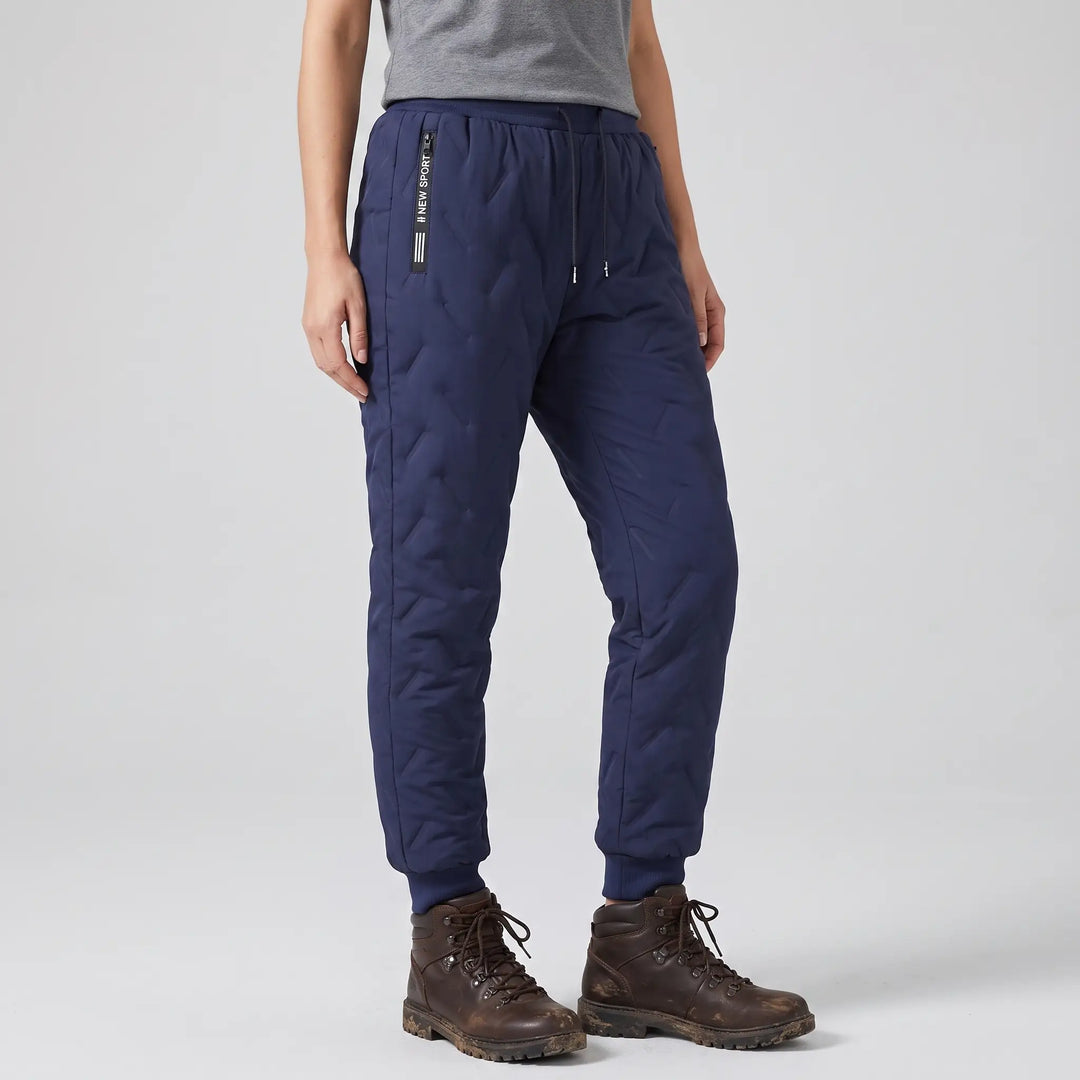 Women's Winter Pants with Fleece Lining, Quilted, Drawstring Waist