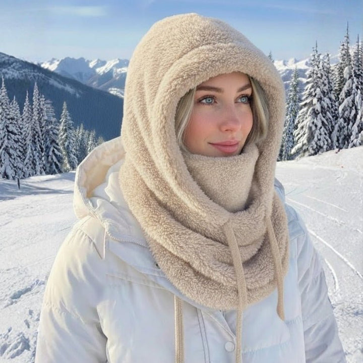 Passamontagna da donna in pile Sherpa con scaldacollo integrato